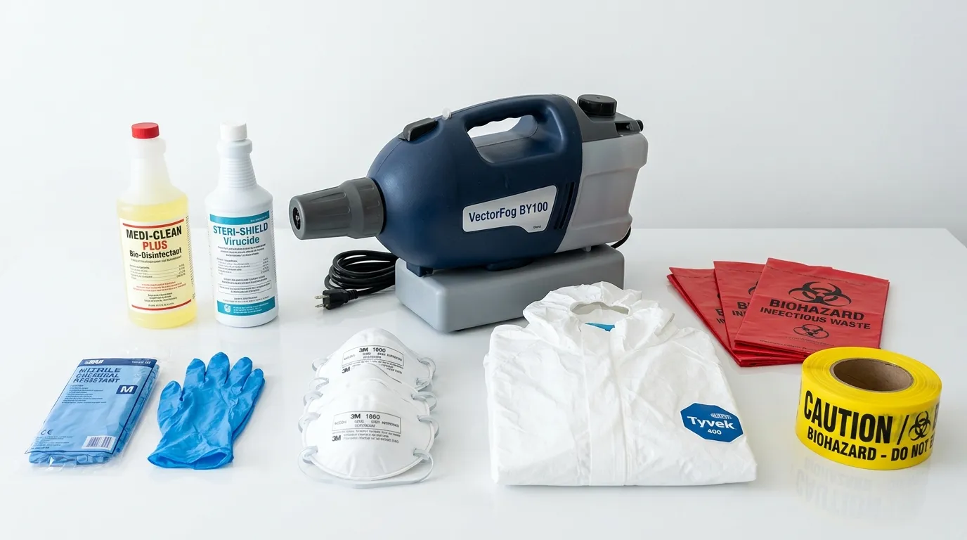 Professional biohazard remediation crew working in Hitchcock